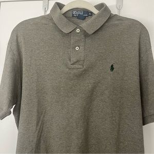 Polo RL Men's shirt Dark Gray Multi Color Green Horse size M short Sleeve